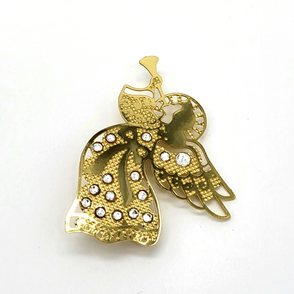 10k gold platted brass trumpet holy angel pin from the Danbury Mint